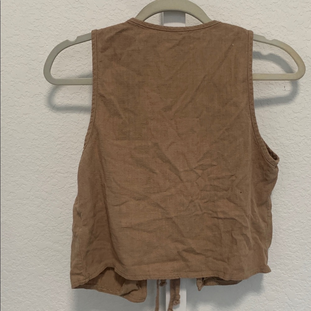 SHEIN Brown Embroidered Tie-Front Tank Top - Picture 4 of 7